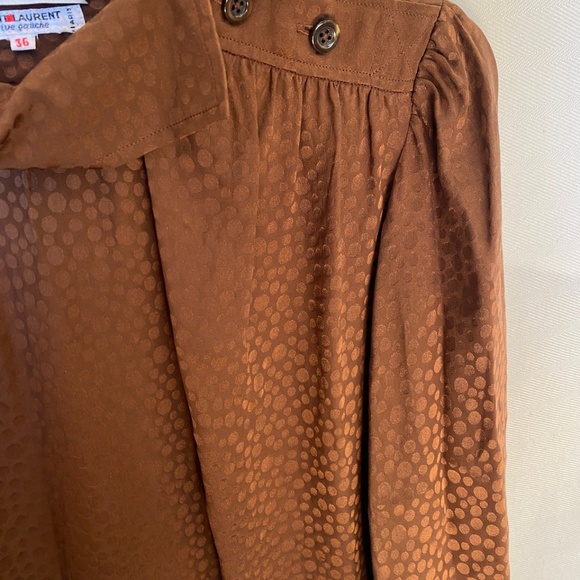 Saint Laurent Rive Gauche Silk Brown Blouse Made in France - Picture 4 of 5